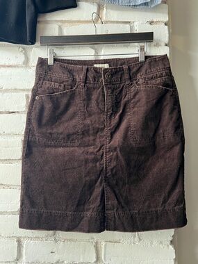 Classic Brown Corduroy A-Line Skirt 100% cotton